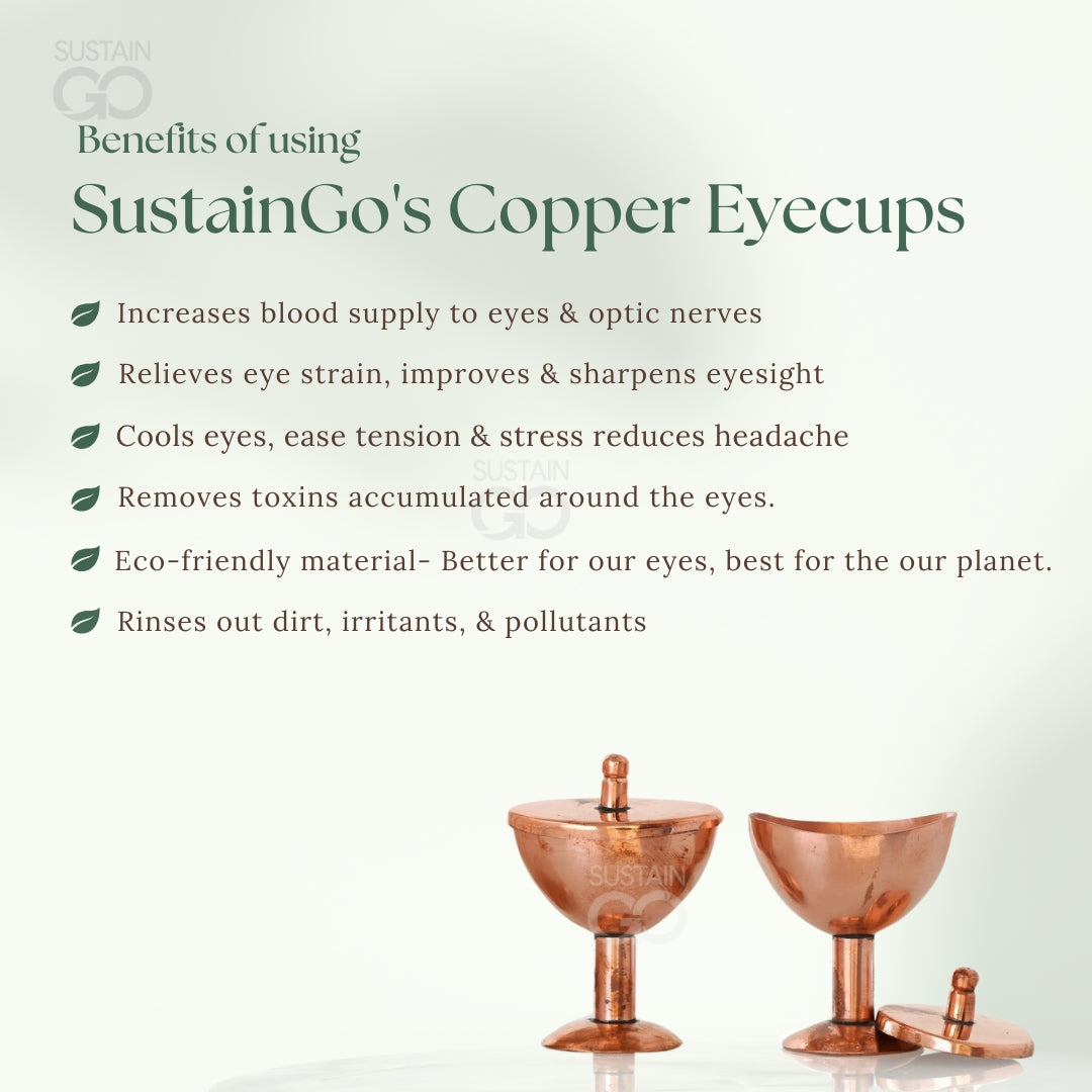 Buy SustainGo’s eco-friendly copper eyecups – improves eyesight, relieves eye strain, removes toxins, and supports daily eye cleansing naturally