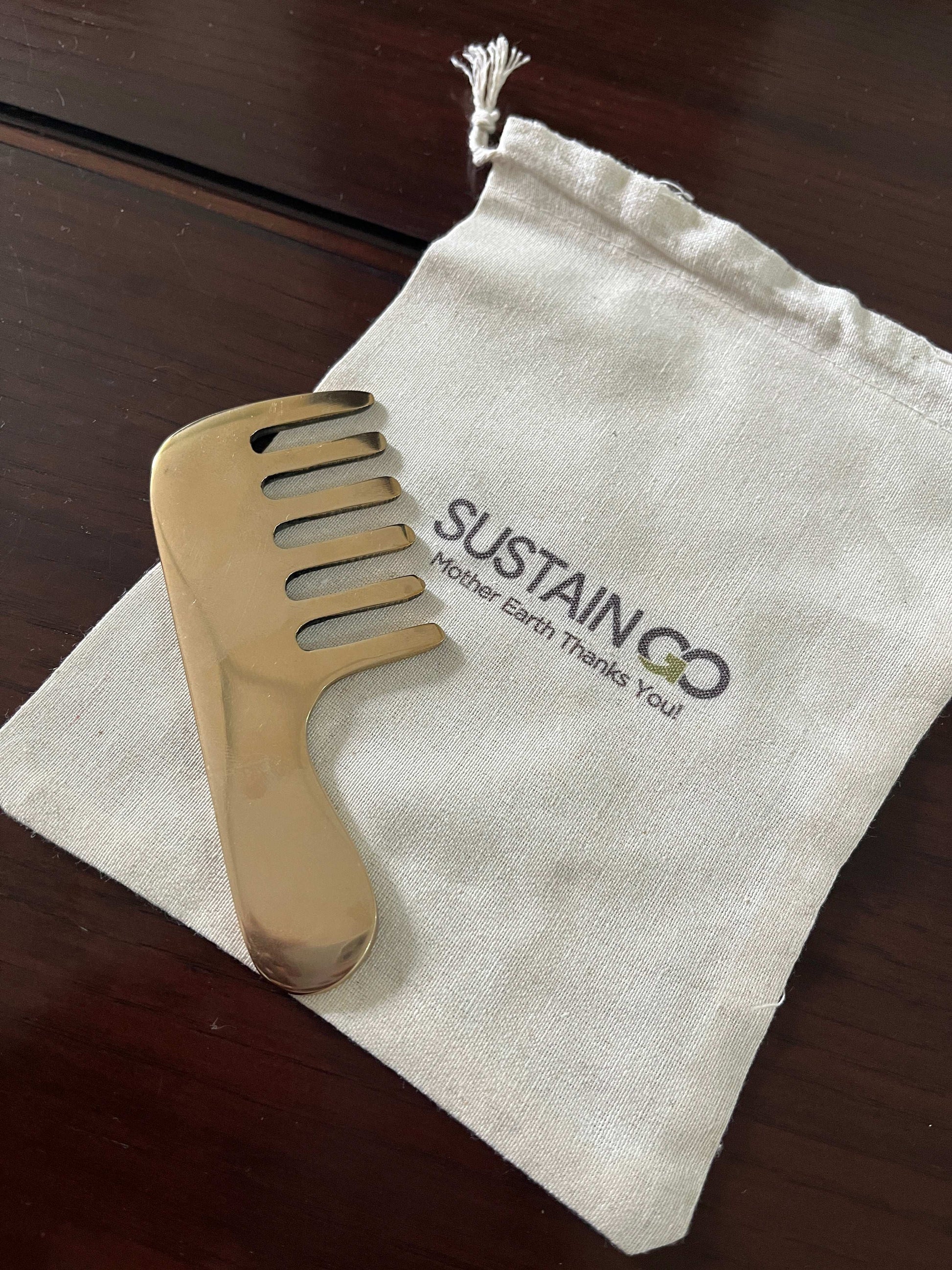 SustainGo Kansa Metal Hair Comb – Ayurvedic Hair Kanga for Scalp & Kansa Massage